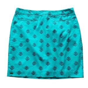 Hatley Skirt Womens Teal Blue Damask Print Cotton Mini Straight, 12